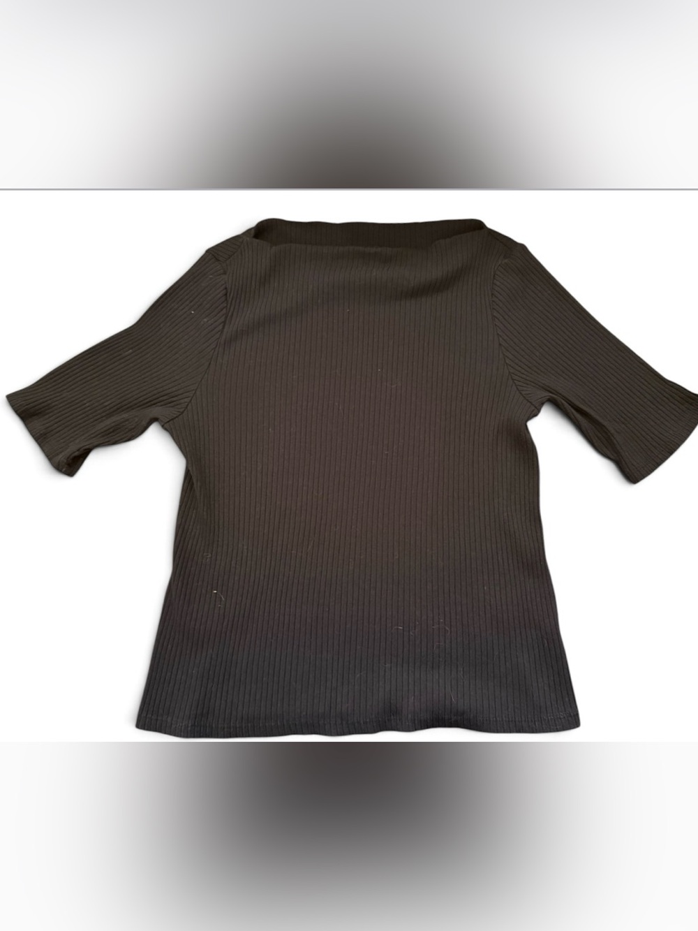 Old Navy Women’s XL Black Ribbed Boat Neck Top 3/4 Sleeve Stretch NWOT